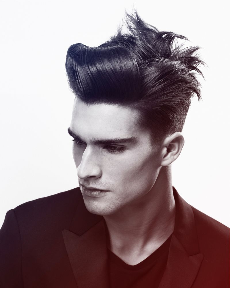 A sculptural pompadour cut and styled by Paul Wilson, photographed by David Raccuglia.